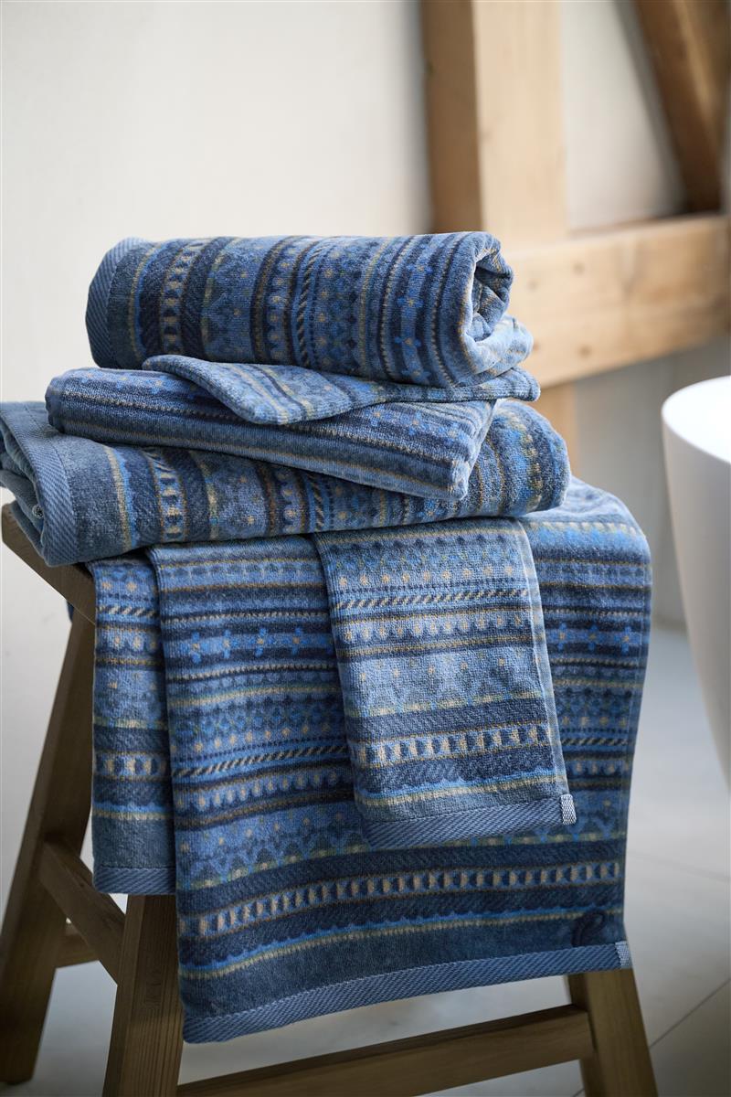 Pip Studio Geometric Print Bath Linen - Dark Blue