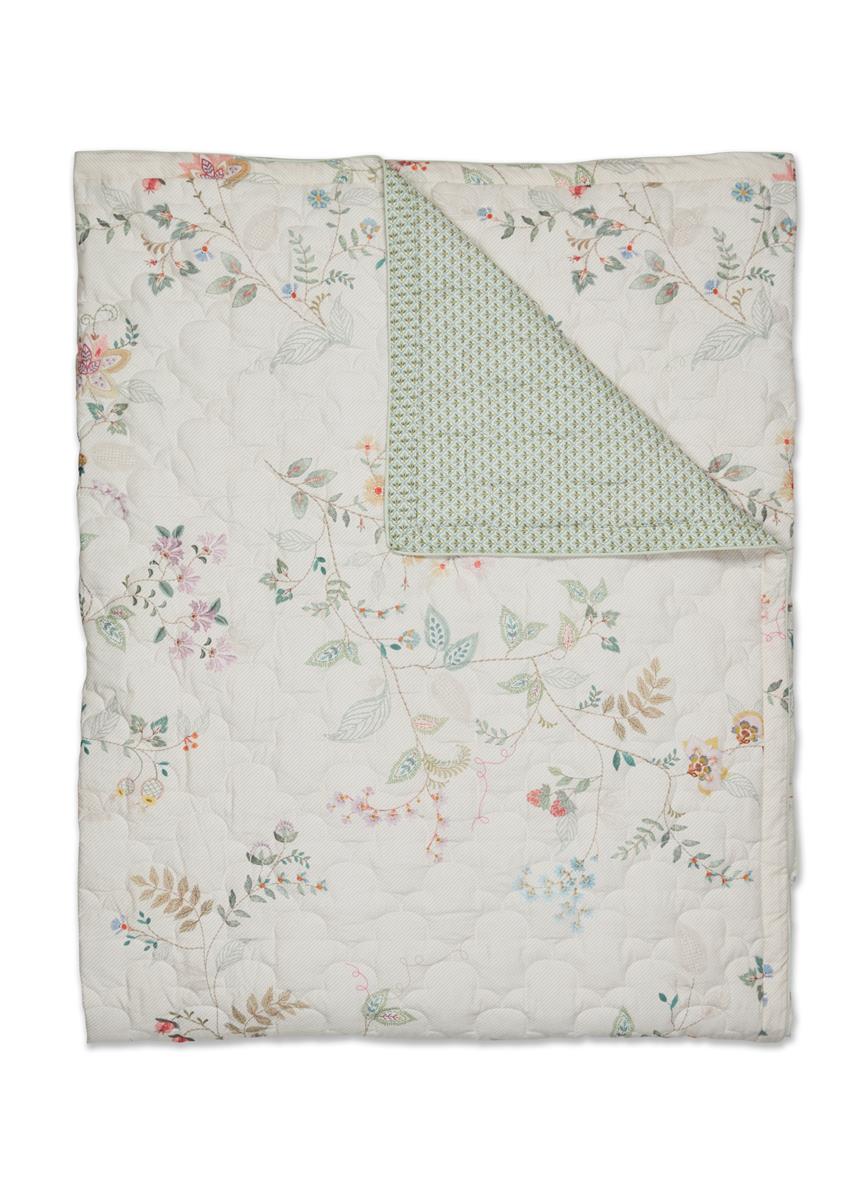 Pip Studio Kili Flower Quilt Bedspread - White